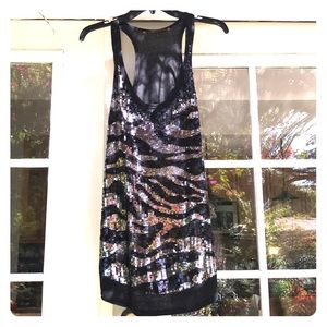 Bcbg max azria Black sequined tunic/tank dress xs
